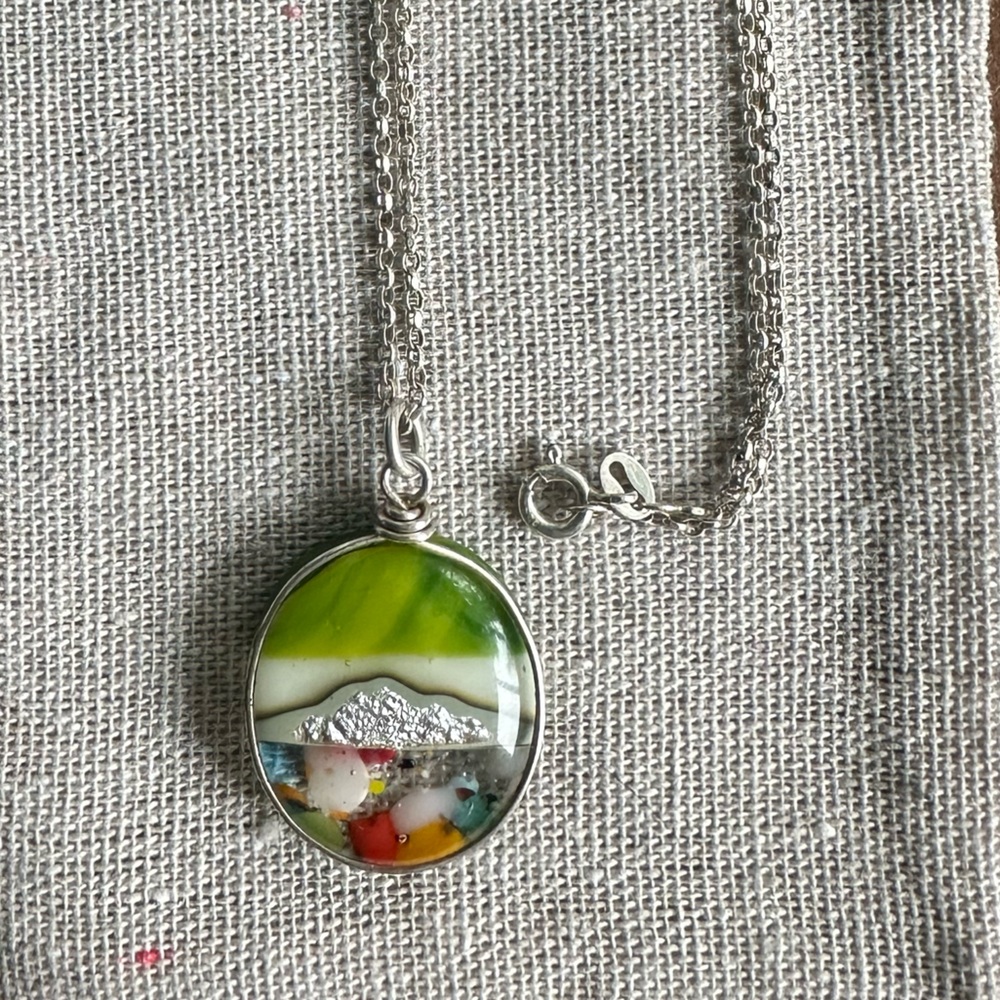 Kiln-Fired Glasswork Mountains Necklace